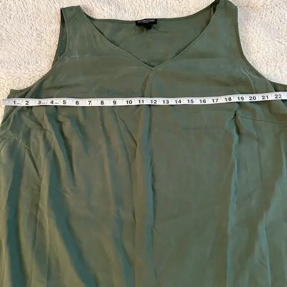 Eileen Fisher Asymmetrical Shift Maxi Dress Plus XL Green Summer Casual Preppy - Picture 3 of 6